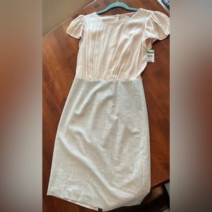 Tailored by Rebecca Taylor Blush Pink Silk & Gray Suiting Dress